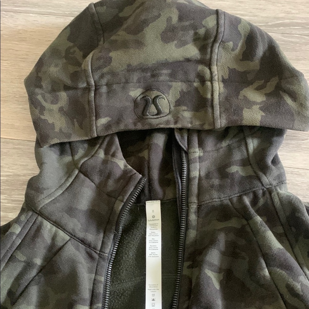 lululemon athletica Green Camo Full Zip Scuba hoodie
